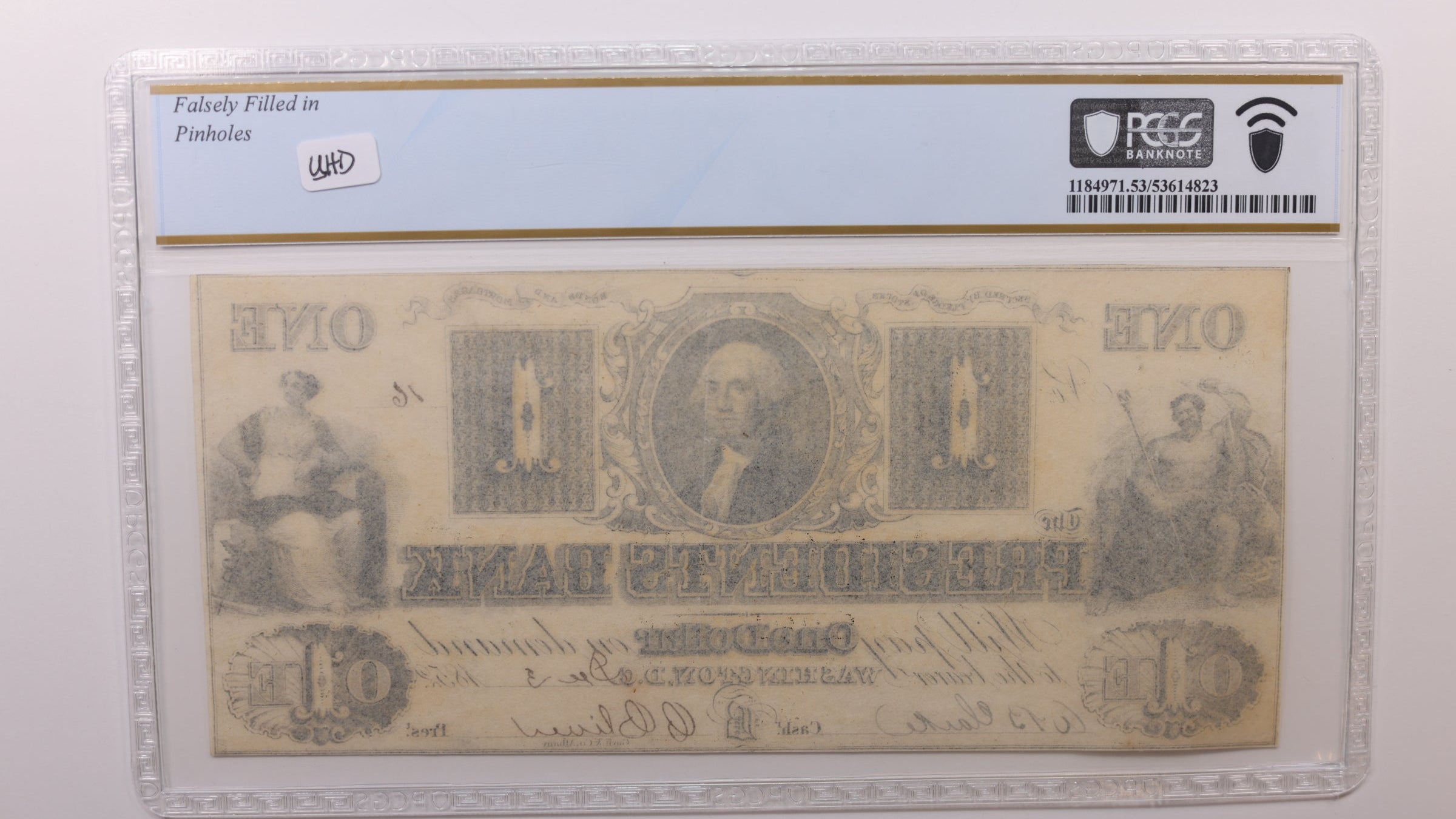 1852 $1 Washington D.C. Obsolete Currency, PCGS AU53, STORE #GDC046.