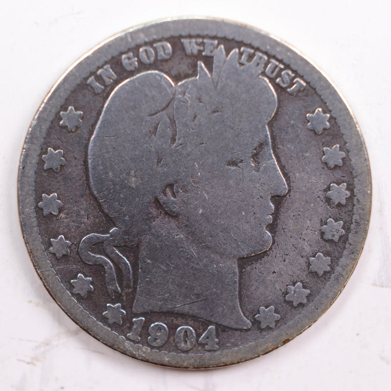 1904-O Barber Quarter, Good Circulated Coin, details, Store