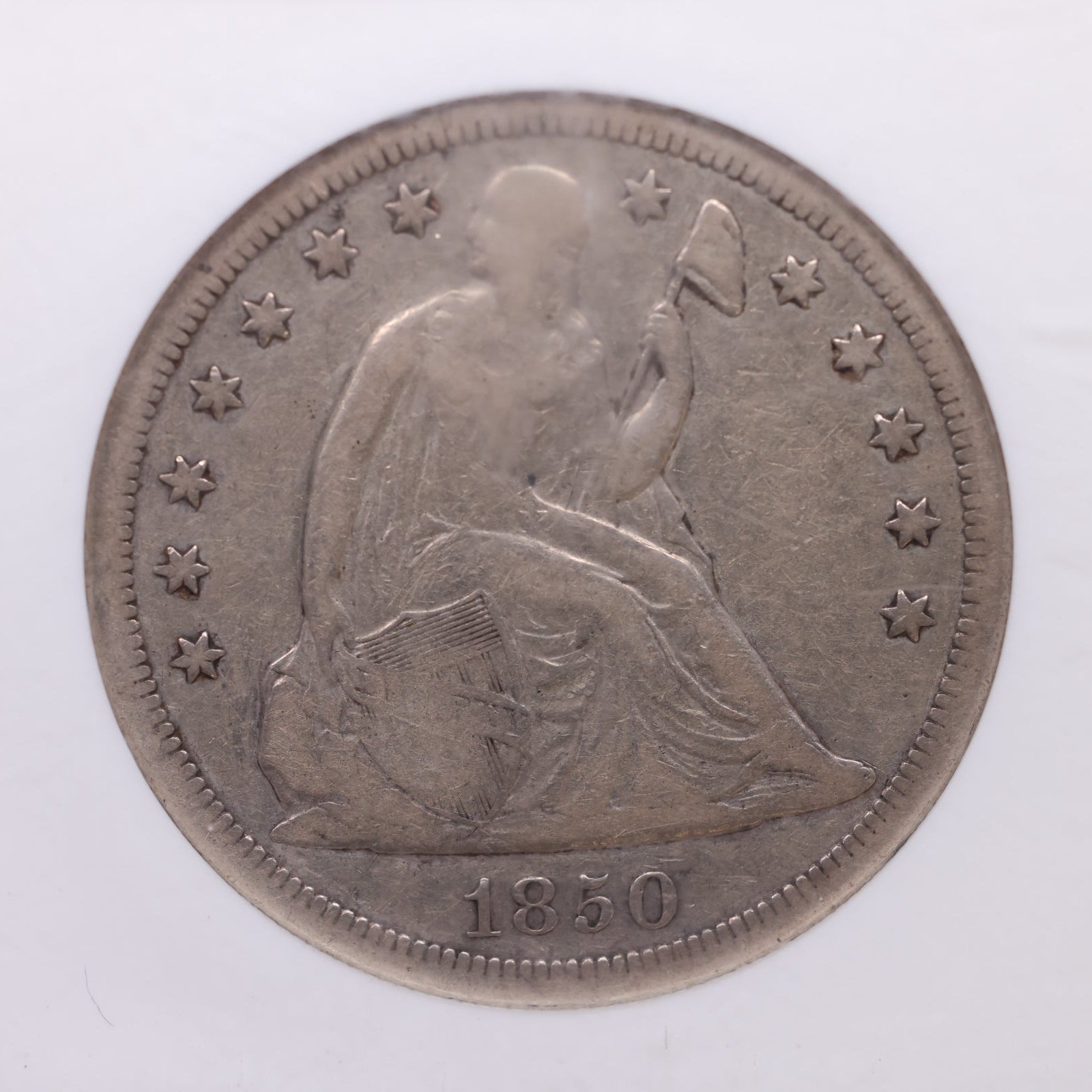 1850-O Seated Liberty Silver Dollar, Circulated, NGC VF-30, Store #GDR0300.