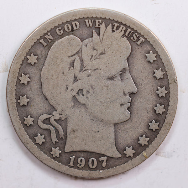 1907 Barber Quarter, Good Circulated Coin, Store #QR706