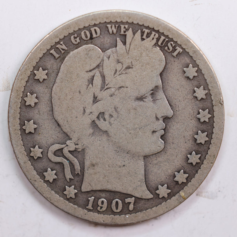 1907 Barber Quarter, Good Circulated Coin, Store