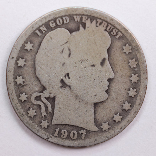 1907 Barber Quarter, Good Circulated Coin, Store #QR710