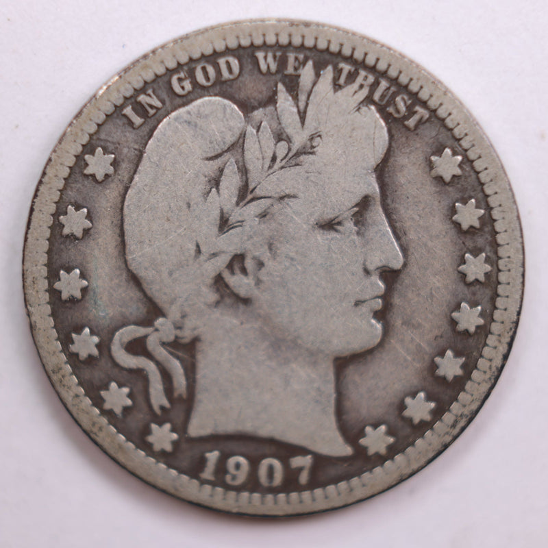 1907 Barber Quarter, Fine Circulated Coin, Store