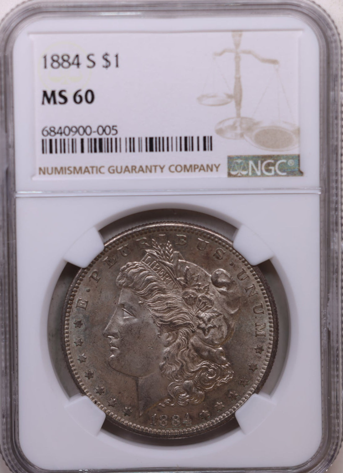 1884-S Morgan Silver Dollar, Uncirculated, NGC MS-60, Store SALE #GDR0305.