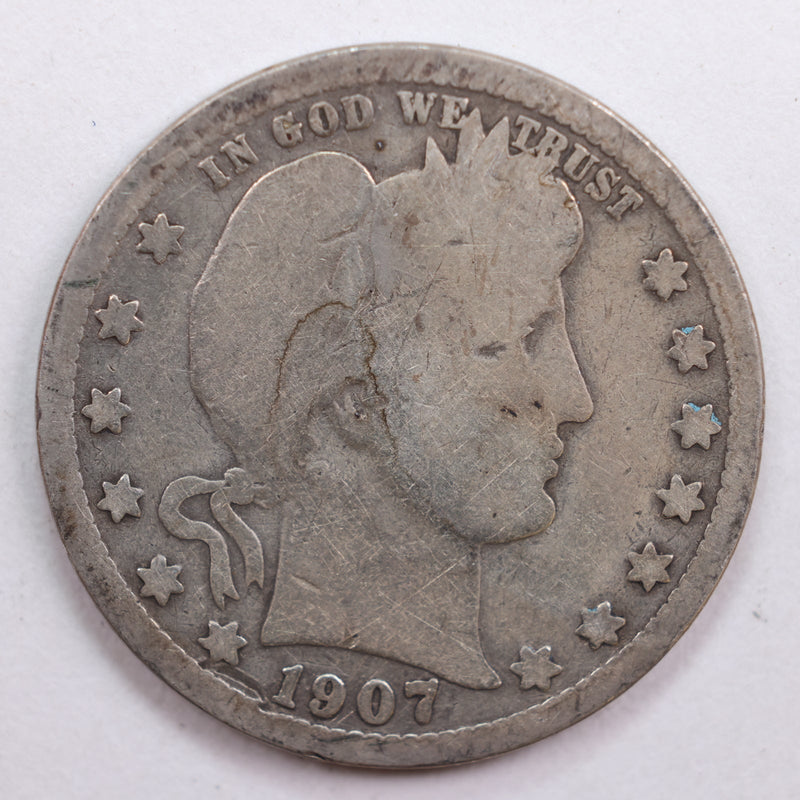 1907 Barber Quarter, Good Circulated Coin, Store