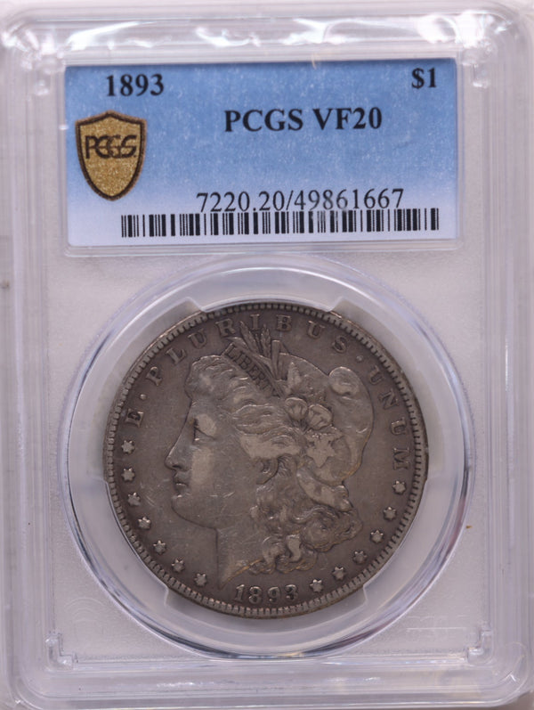 1893 Morgan Silver Dollar, Circulated, PCGS VF-20, Store SALE #GDR055.
