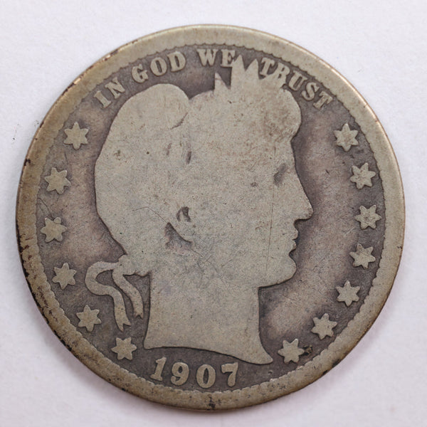 1907-D Barber Quarter, Abt Good Circulated Coin, Store #QR713