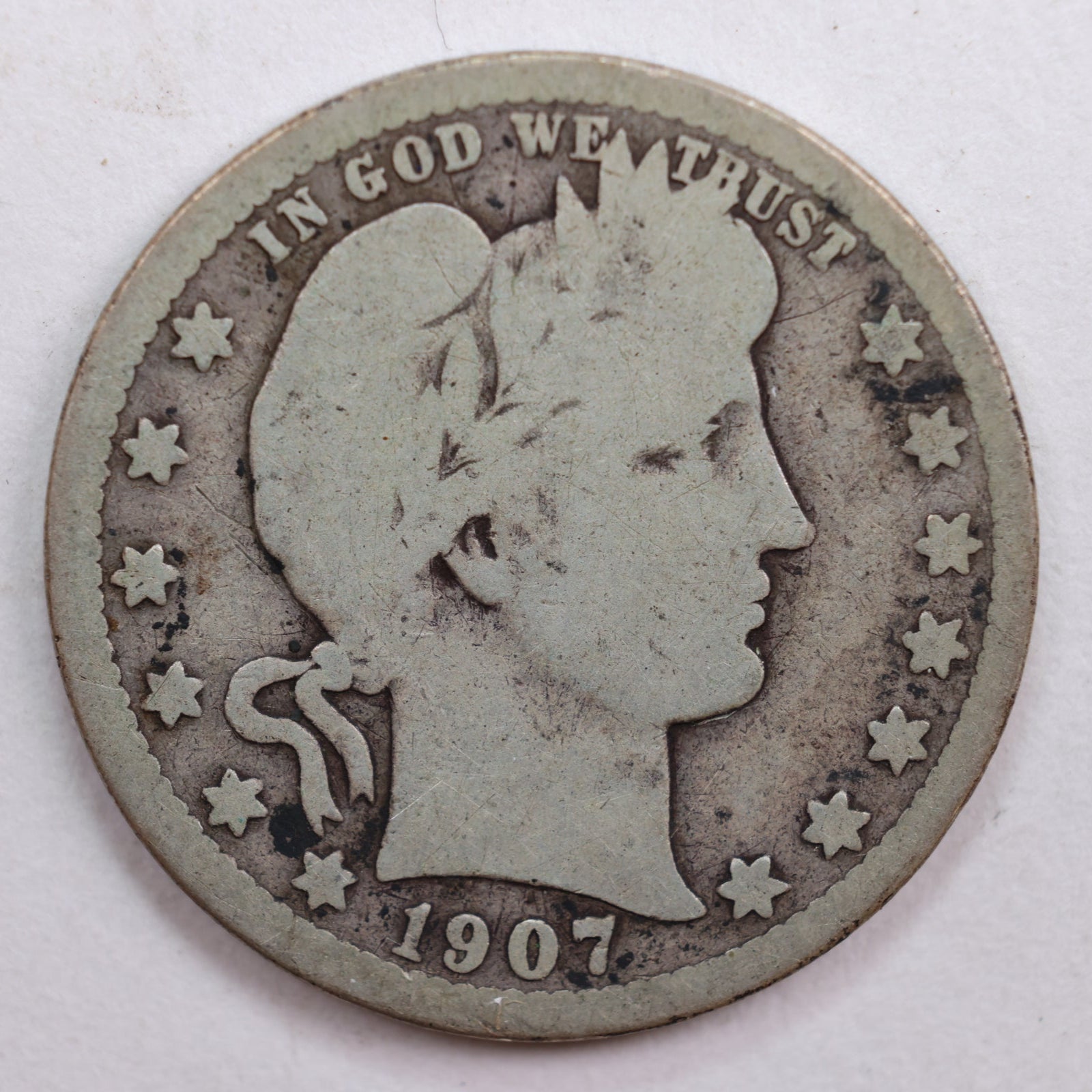 1907-O Barber Quarter, About Good Circulated Coin, Store #QR714
