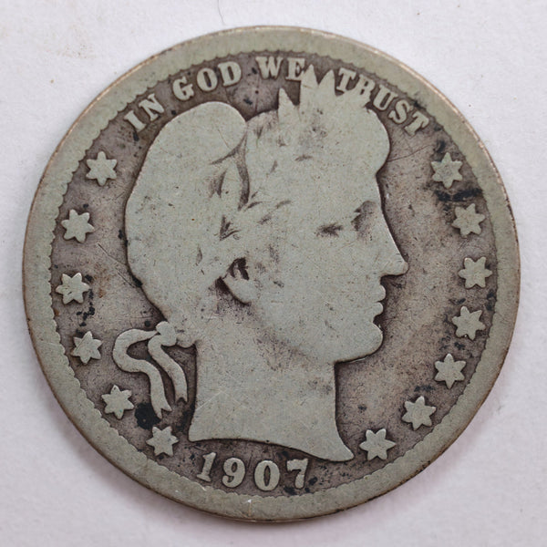 1907-O Barber Quarter, Abt Good Circulated Coin, Store #QR714