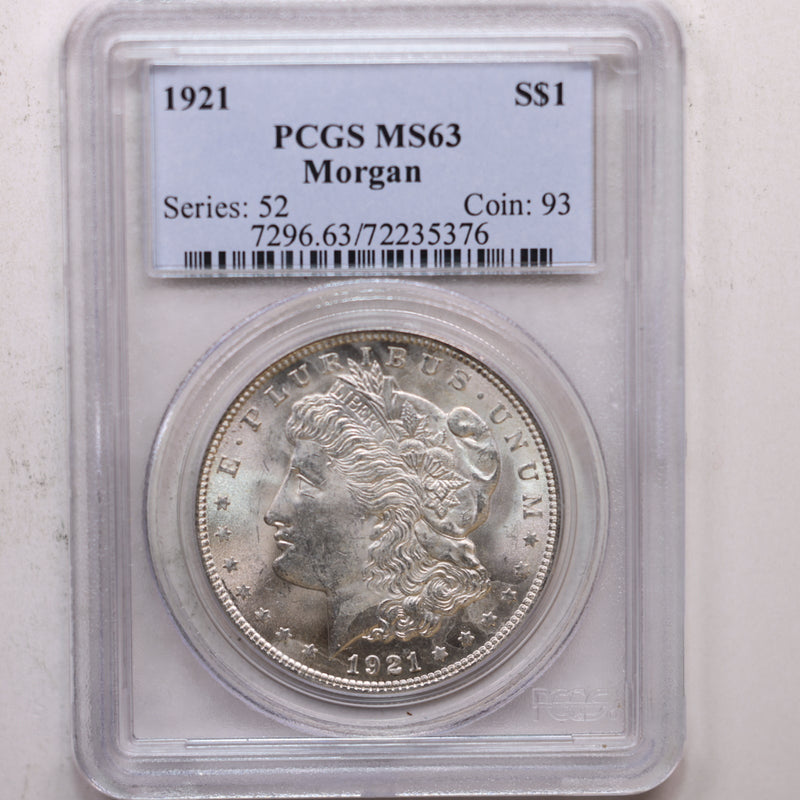 1921 Morgan Silver Dollar, Uncirculated, PCGS MS-63, Store SALE