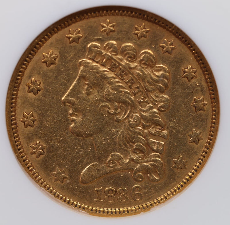 1836 $2.50 Quarter Eagle, Classic Head, Circulated, NGC XF-45, Store Sale