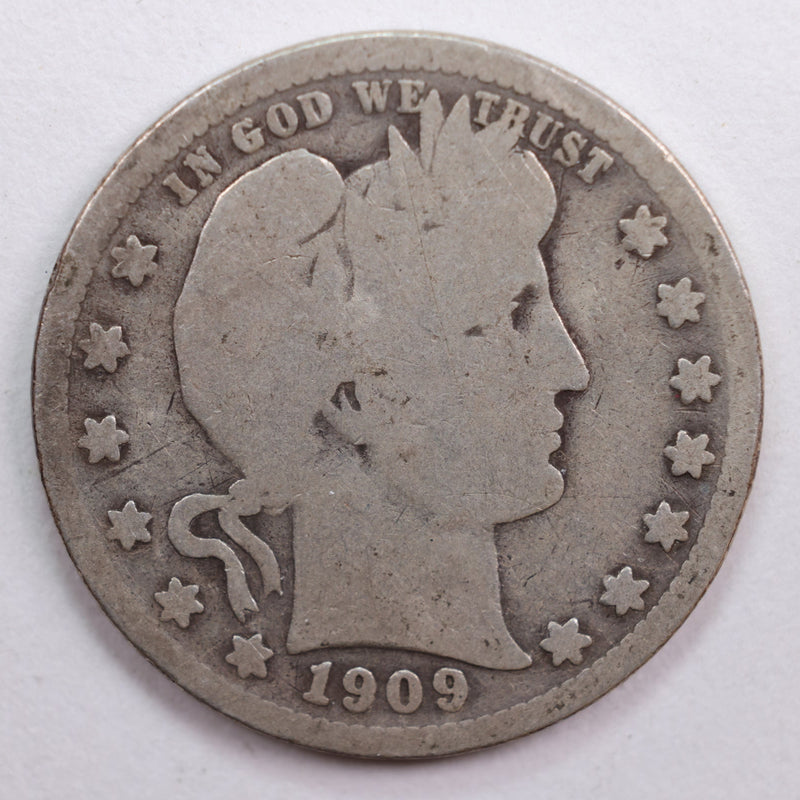 1909-S Barber Quarter, Good Circulated Coin, Store