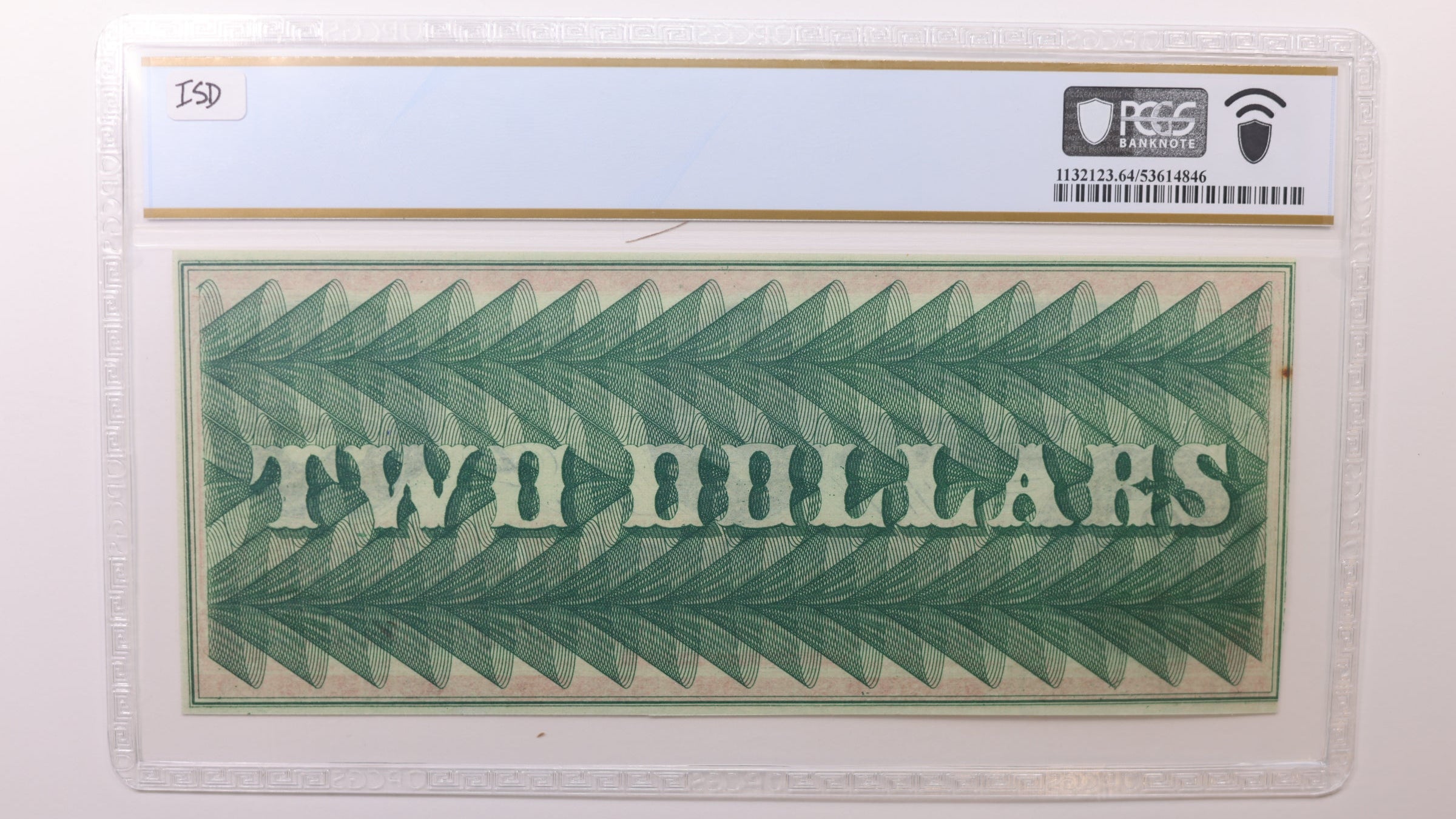 1862 $2, Washington, D.C. Remainder-Obsolete , PCGS CU64, STORE #GDC069.