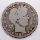 1902 Barber Quarter, Good+ Circulated Coin, Store