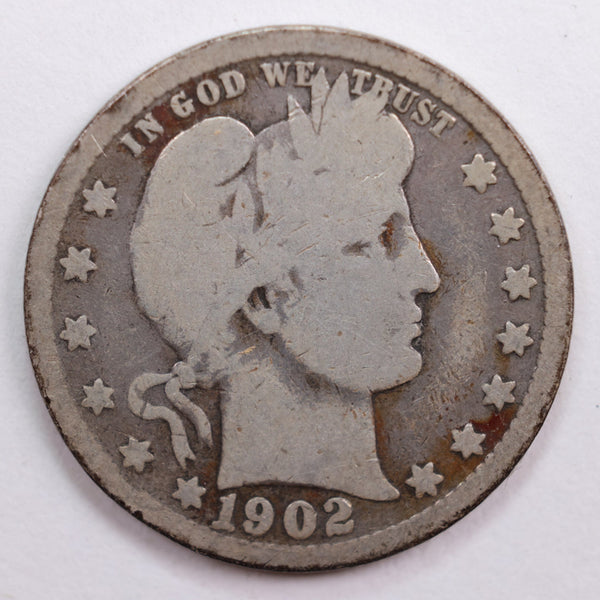 1902 Barber Quarter, Good+ Circulated Coin, Store #QR722