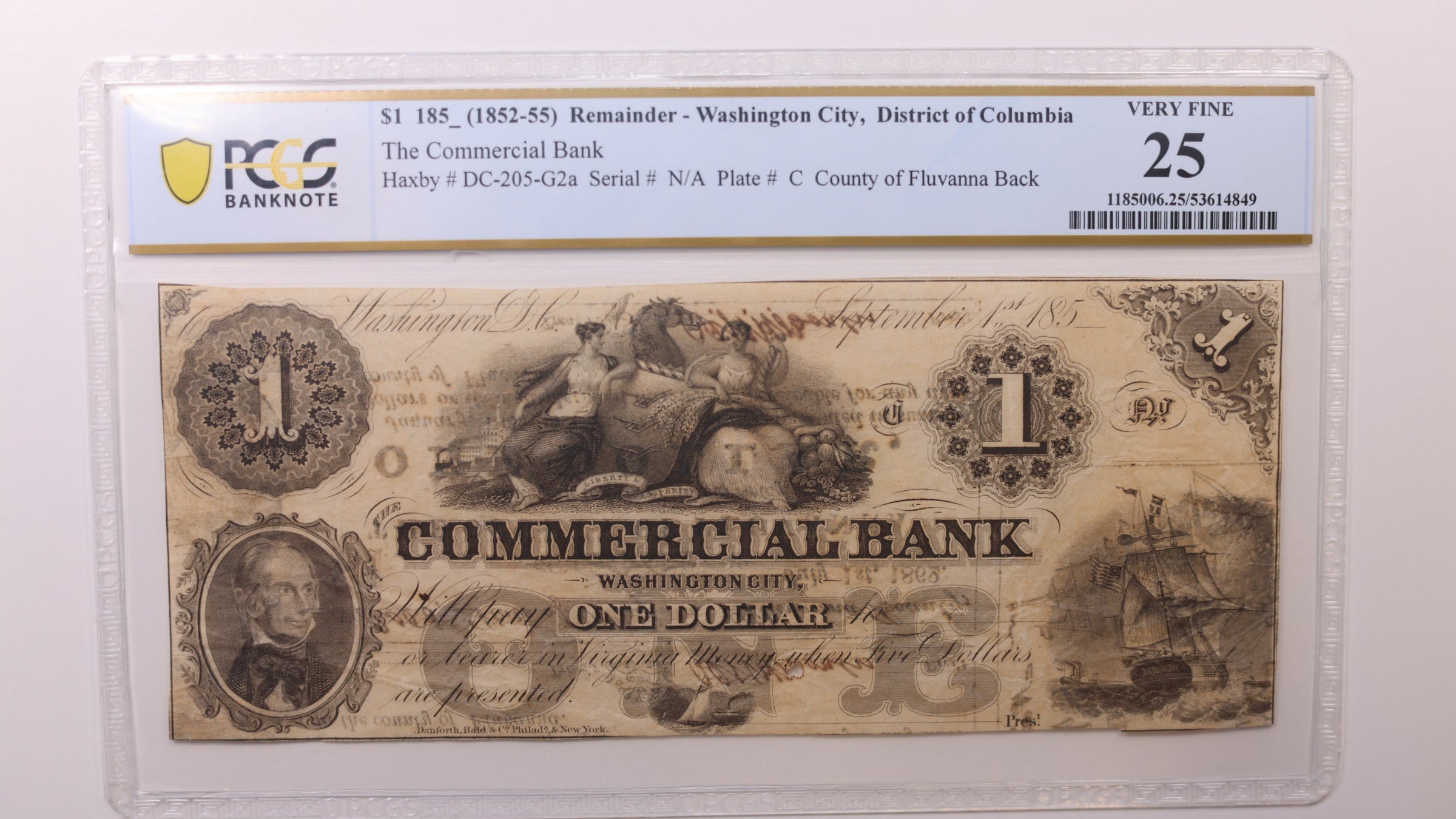 185_ $1,Washington City, D.C. Obsolete Currency , PCGS VF25, STORE #GDC072.