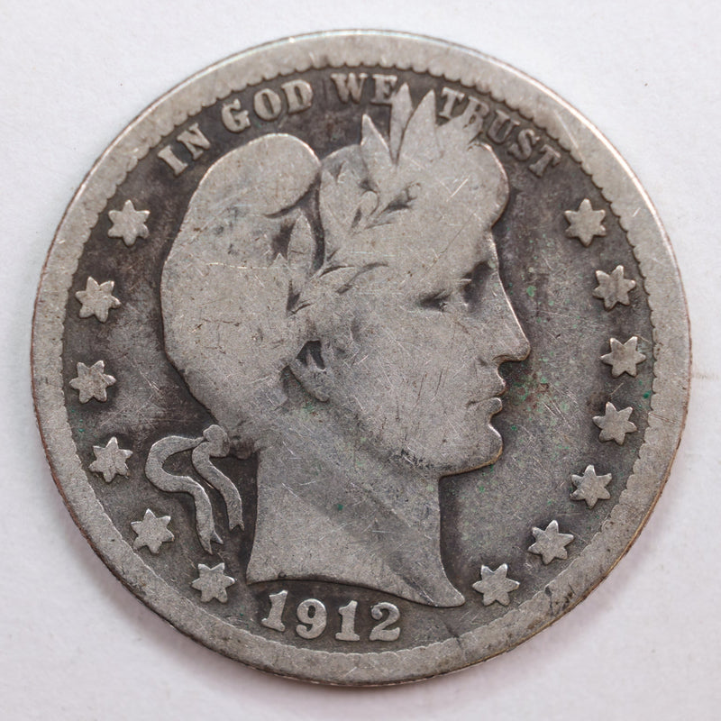 1912-S Barber Quarter, Good+ Circulated Coin, Store