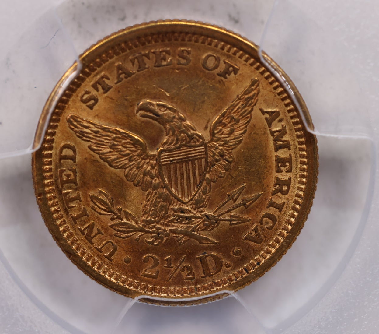1861 $2.50 Quarter Gold Eagle, New Reverse, PCGS AU-58, Store Sale #G0145.
