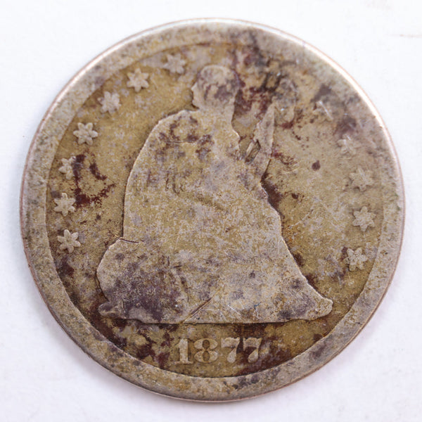 1877-CC Seated Liberty Quarter, Good Circulated Coin, Store #QR728