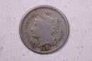 1865 3 Cent Copper Nickel., Very Good Circulated Coin., Store