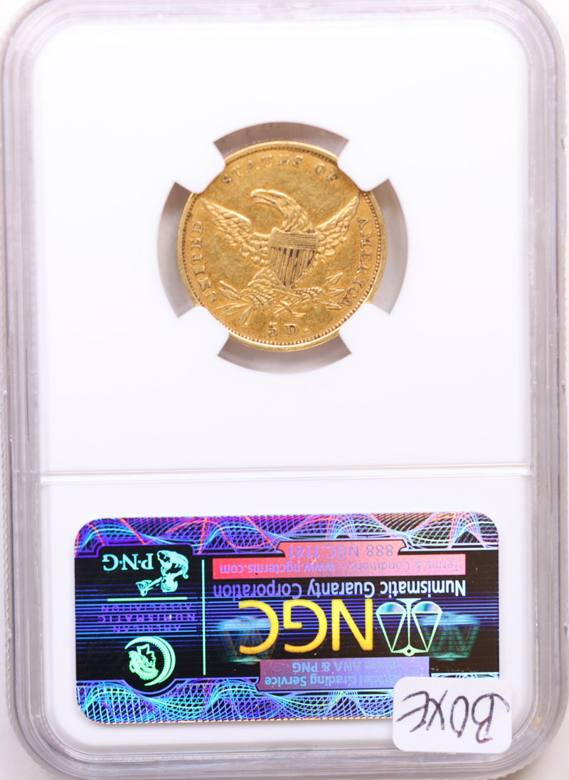 1836 $5, Gold Half Eagle, Circulated Coin, NGC XF-45, Store Sale