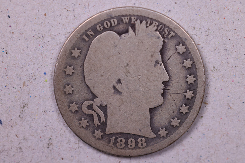 1898-O Barber Silver Quarter., Good-Very Good., Store