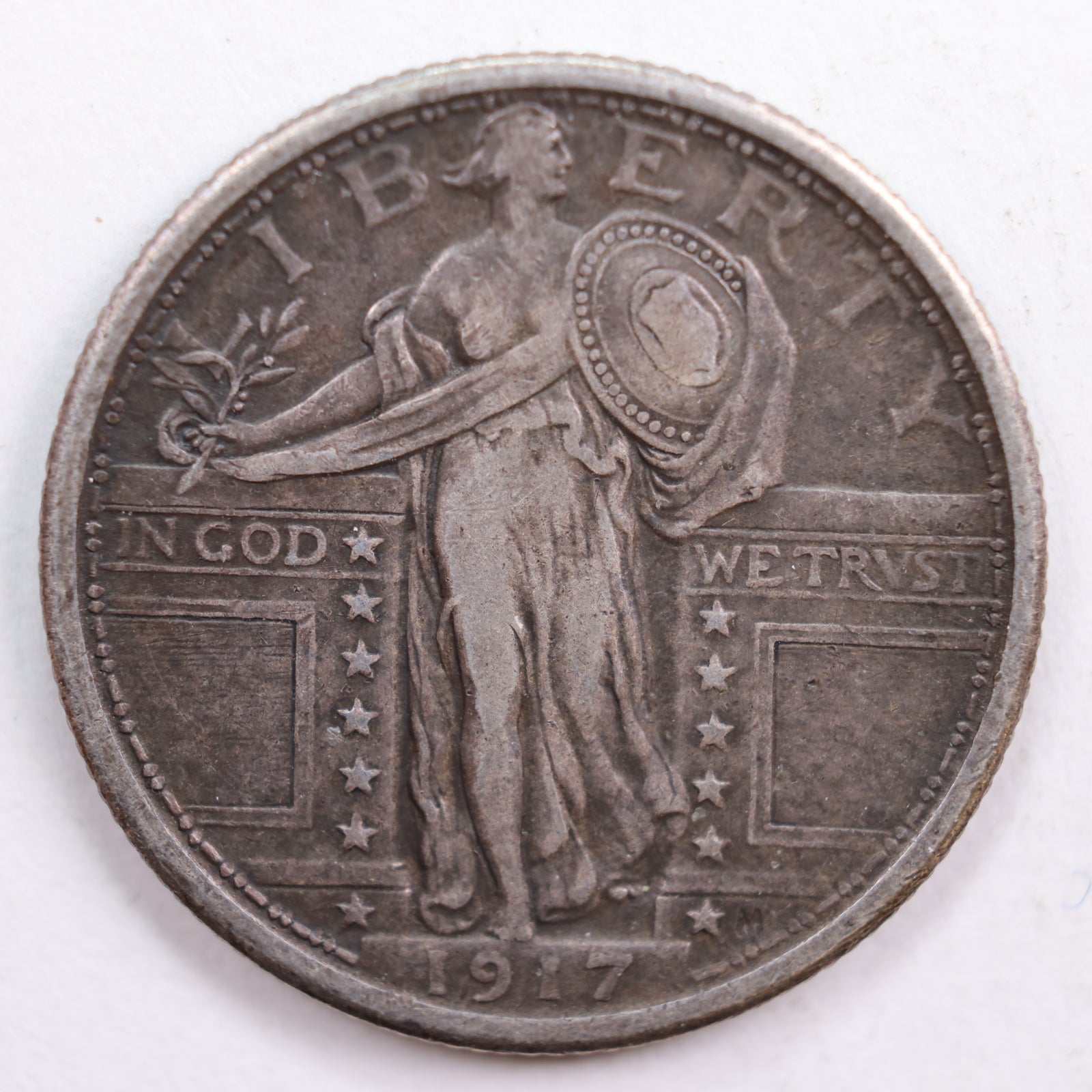 1917 T1 Standing Liberty Silver Quarter, Extra Fine Circulated Coin, Store #QR733