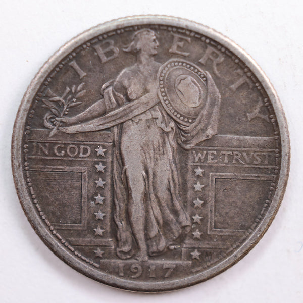 1917 T1 Standing Liberty Quarter, Extra Fine Circulated Coin, Store #QR733