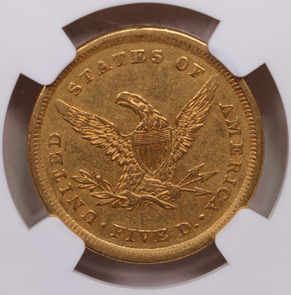 1839 $5, Gold Half Eagle, Circulated Coin, NGC AU-53, Store Sale #G0148.