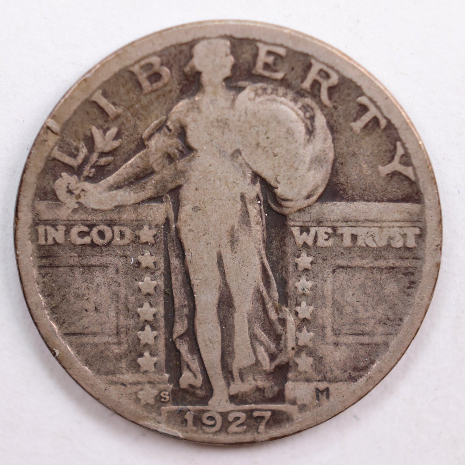 1927-S Standing Liberty Quarter, Very Good Circulated Coin, Store #QR734