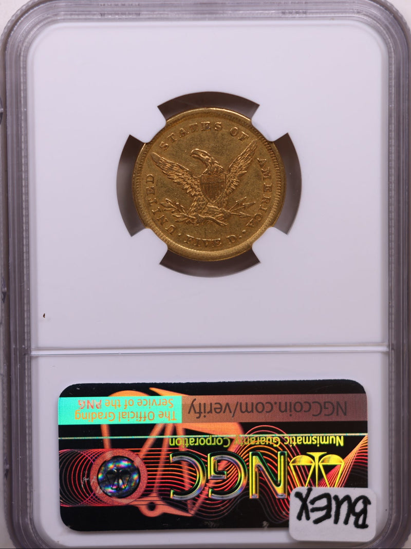1839 $5, Gold Half Eagle, Circulated Coin, NGC AU-53, Store Sale