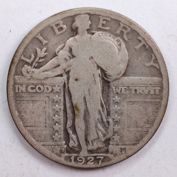 1927-S Standing Liberty Quarter, Very Good Circulated Coin, Store #QR735