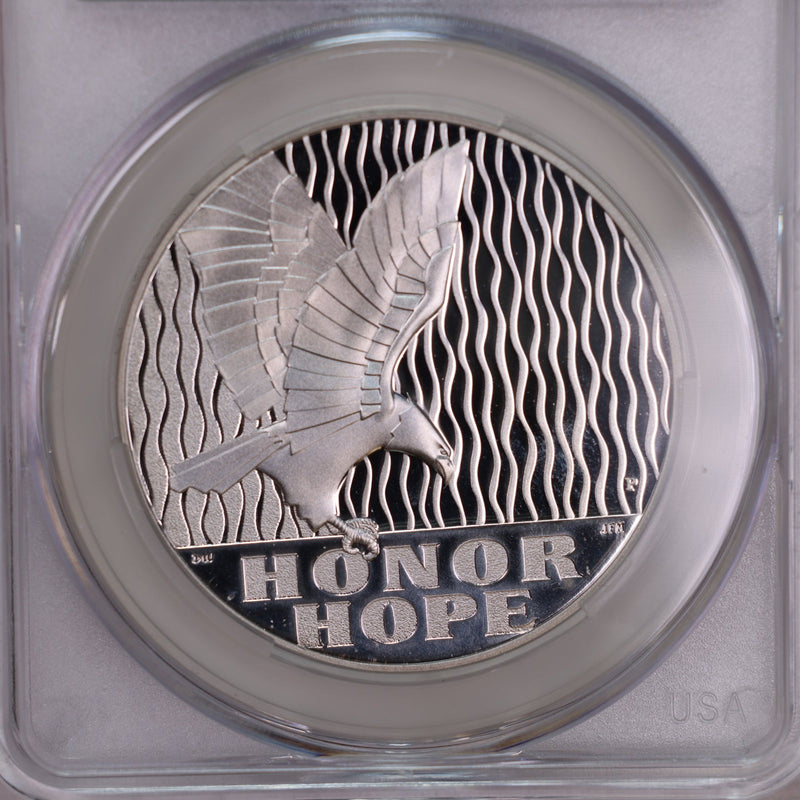 2011-P September 11., "Remember"., U.S. Mint Silver Medal., CAC PR67., Store GMC125