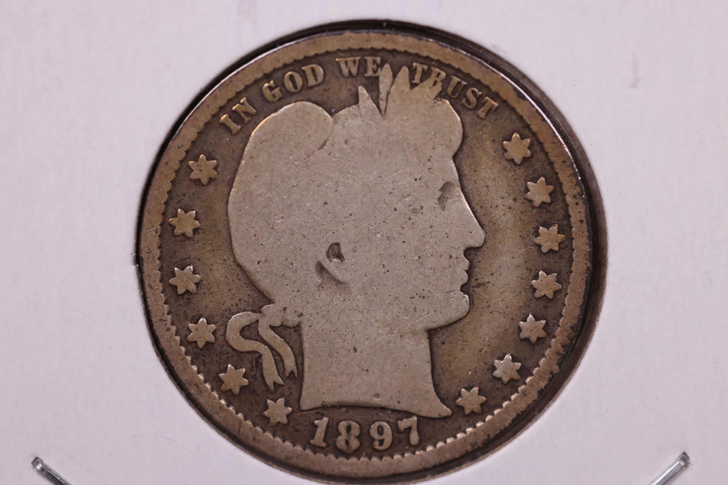 1897 Barber Silver Quarter, Very Good Circulated Coin, Store#1011
