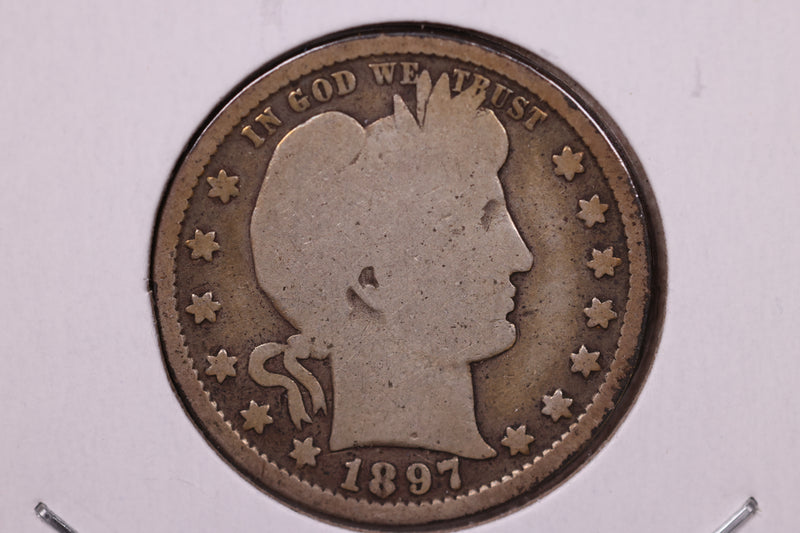 1897 Barber Silver Quarter., Very Good, Circulated Coin., Store