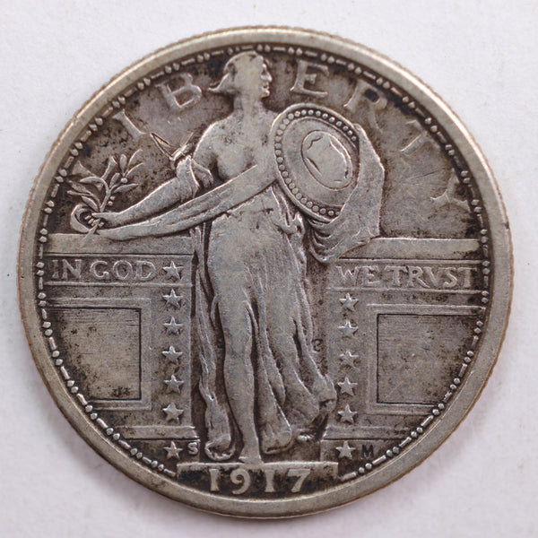 1917-S T1 Standing Liberty Quarter, Extra Fine Circulated Coin, Store #QR739