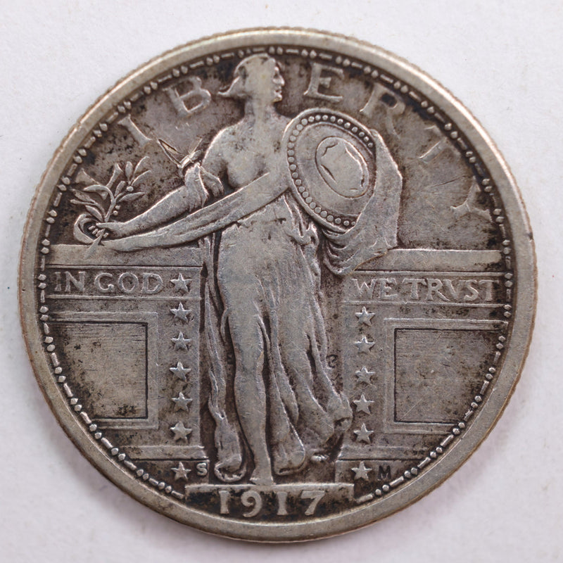 1917-S T1 Standing Liberty Quarter, Extra Fine Circulated Coin, Store