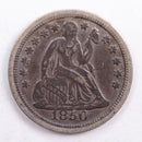 1850 Seated Liberty Dime, Abt Uncirculated Coin, Store