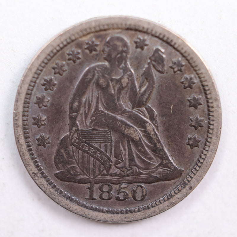 1850 Seated Liberty Dime, Abt Uncirculated Coin, Store