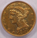1848-C $5, Gold Half Eagle, Charolette Mint, Circulated, PCGS VF-35, Store Sale