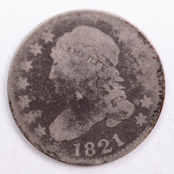 1821 Capped Bust Dime, Good Circulated Coin, Store #DE528