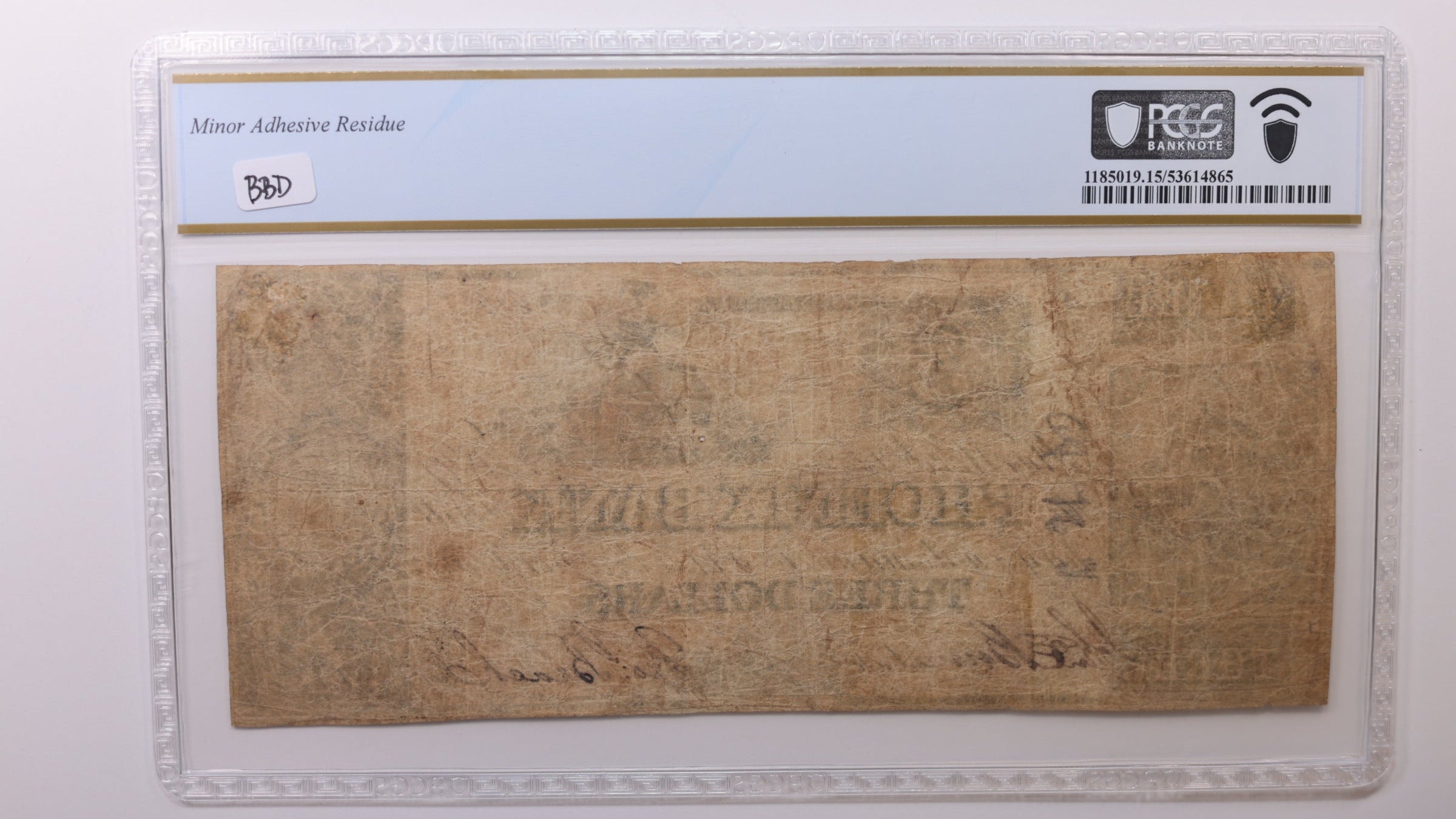 1849 $3, Hartford, Connecticut. SPURIOUS ISSUE, PCGS Fine-15, Store #GCON006.