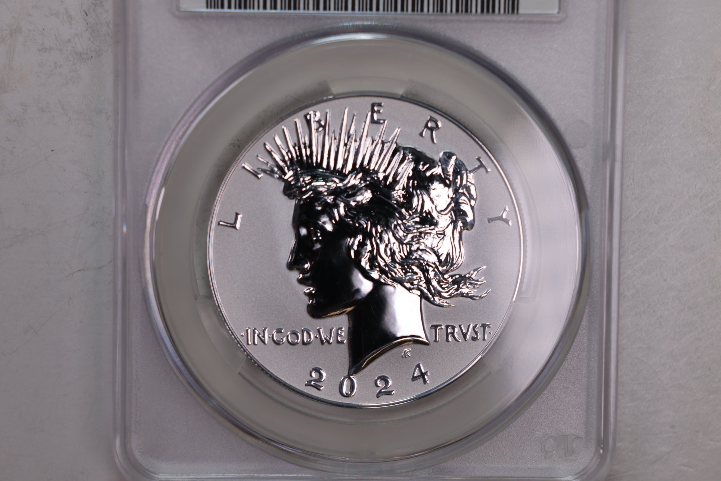 2024-S $1., Peace Silver Commemorative., 'Reverse Proof', CAC PF69, Store GMC129