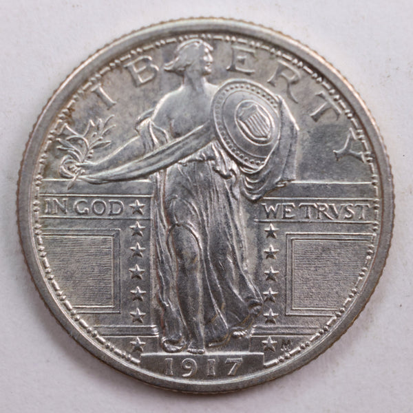 1917 T1 Standing Liberty Quarter, Abt Uncirculated Coin, Store #QR740