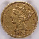 1853-C $5, Gold Half Eagle, Charolette Mint, Circulated, PCGS VF-35, Store Sale