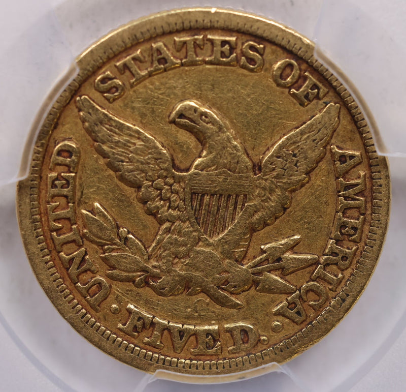 1853-C $5, Gold Half Eagle, Charolette Mint, Circulated, PCGS VF-35, Store Sale