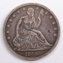 1865-S Seated Liberty Half Dollar, Very Fine+ Circulated Coin, Store