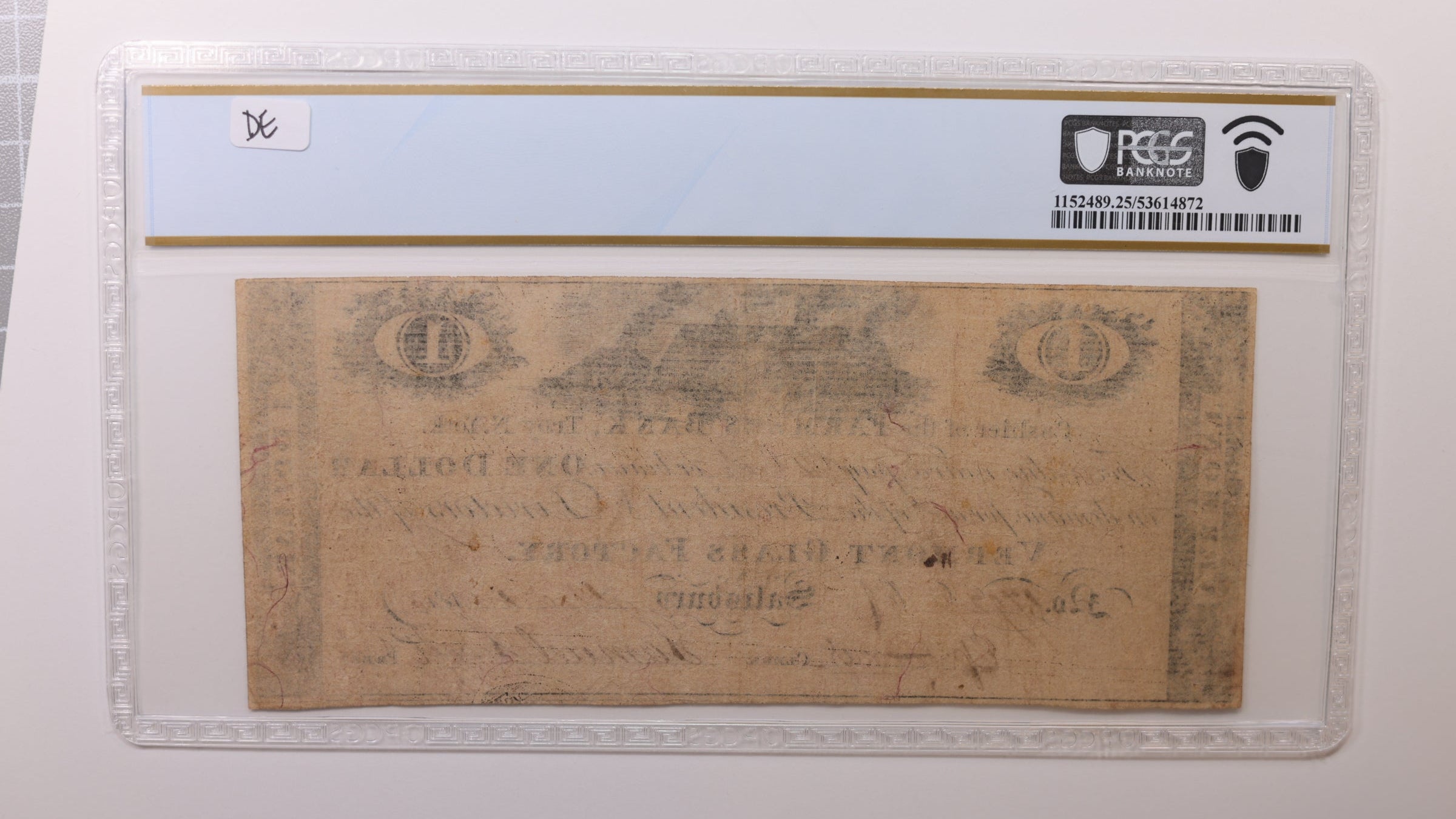 1813 $1, Vermont Glass Factory, Obsolete Currency, PCGS VF25, Store #GVT009.