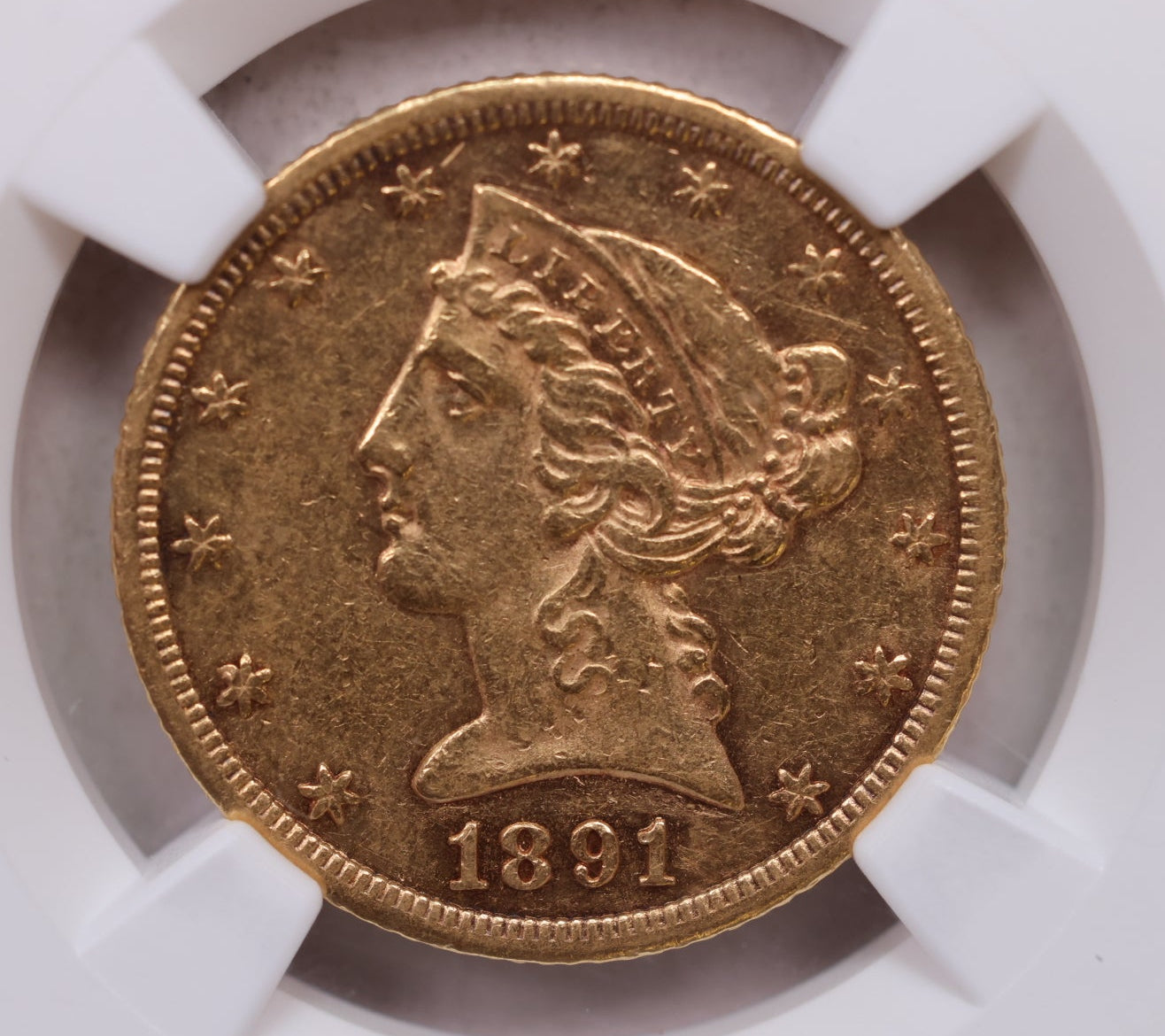 1891-CC $5, Gold Half Eagle, "Carson City", Circulated, NGC AU-55, Store Sale #G0155.