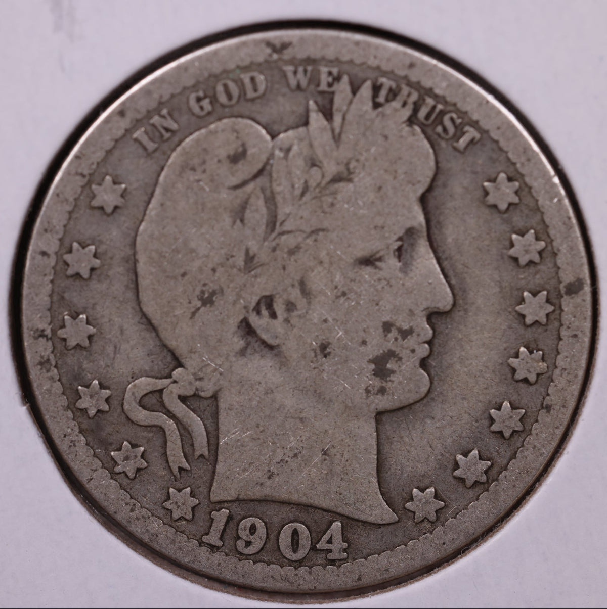 1904 Barber Quarter, Very Good Circulated Coin, Store #QR2201